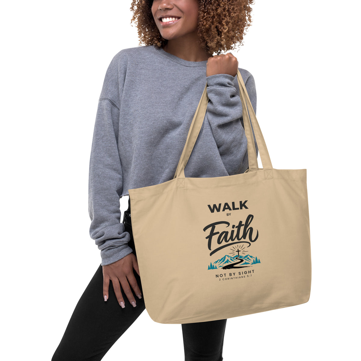 Walk by Faith Organic Cotton Tote Bag Oyster 